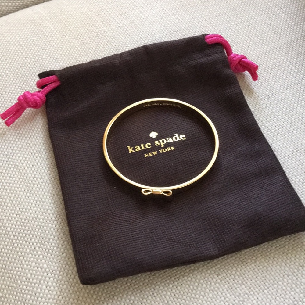 Kate Spade Gold Tone Polished Bow Bangle Bracelet